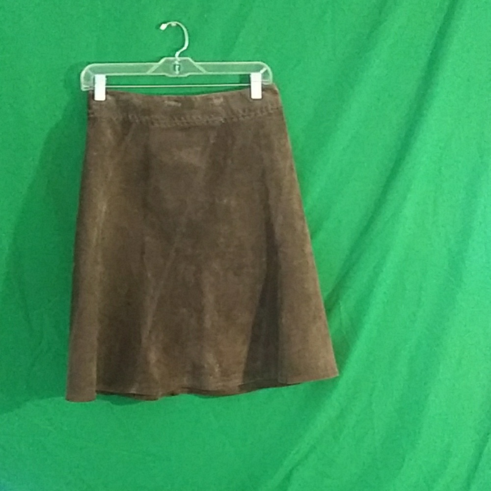 Ann Taylor LOFT brown leather skirt sz 6P